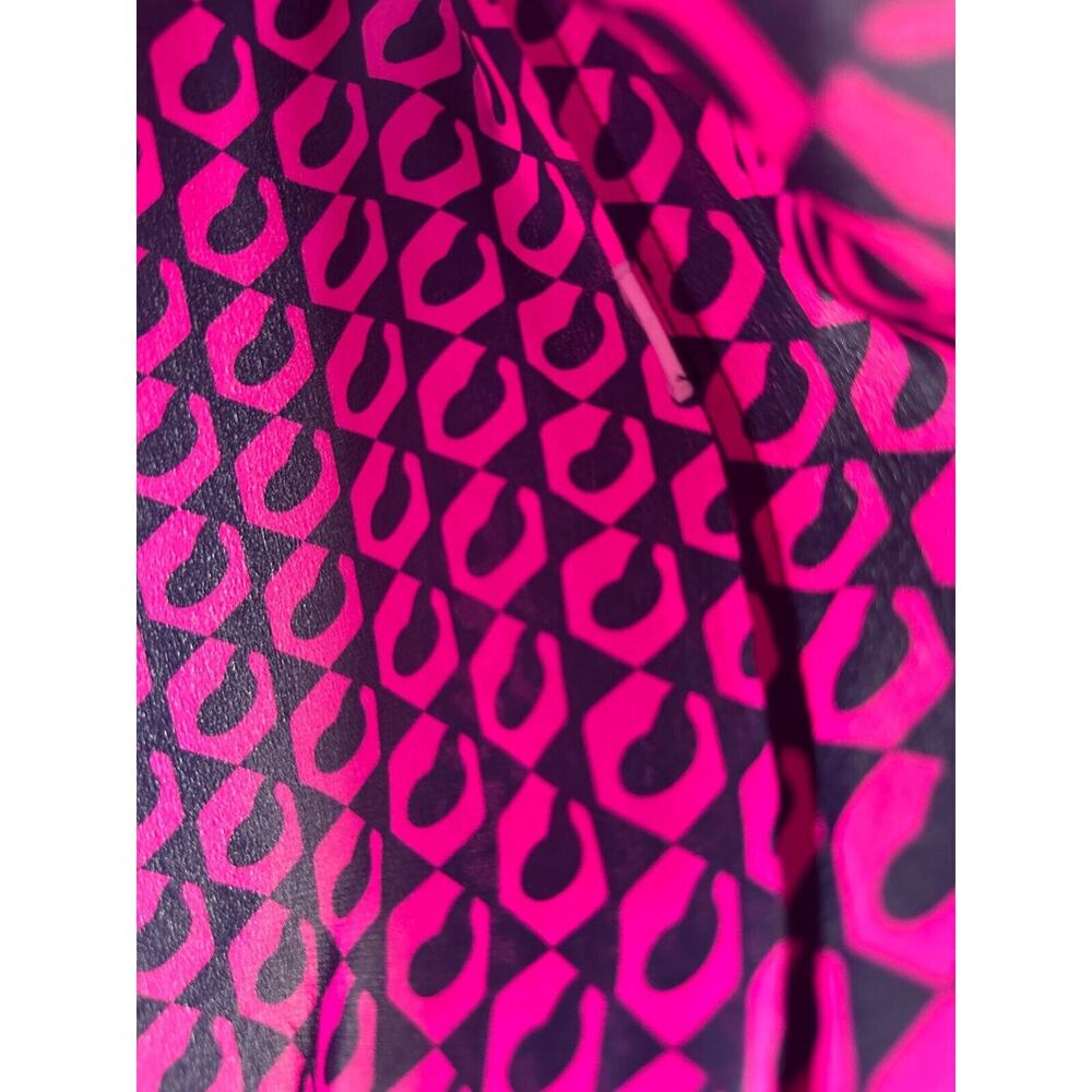 Diane von Furstenberg Silk Button Blouse Pink Navy Top Lorelei Chain DVF Size 8 - Picture 13 of 16